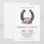 Kentucky Derby Party Invitation Silver Horseshoe P 招待状 (正面/裏面)