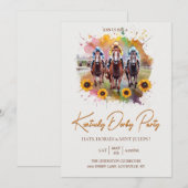 Kentucky Derby Party Invitation Watercolor Horse R 招待状 (正面/裏面)