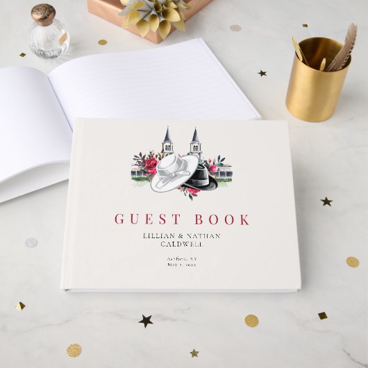 Kentucky Derby Spires Wedding Bridal Shower Roses ゲストブック (正面見開き)