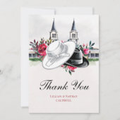 Kentucky Derby Wedding Bridal Shower Roses Modern サンキューカード (正面)