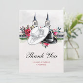 Kentucky Derby Wedding Bridal Shower Roses Modern サンキューカード (スタンド正面)