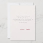 Kentucky Derby Wedding Bridal Shower Roses Modern サンキューカード (裏面)