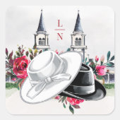 Kentucky Derby Wedding Bridal Shower Roses Modern スクエアシール (正面)