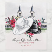 Kentucky Derby Wedding Bridal Shower Roses Modern ワインラベル (シングルラベル)