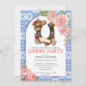 Kentucky Derby Wedding Invitation Floral Blue 招待状 (正面)