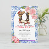 Kentucky Derby Wedding Invitation Floral Blue 招待状 (スタンド正面)