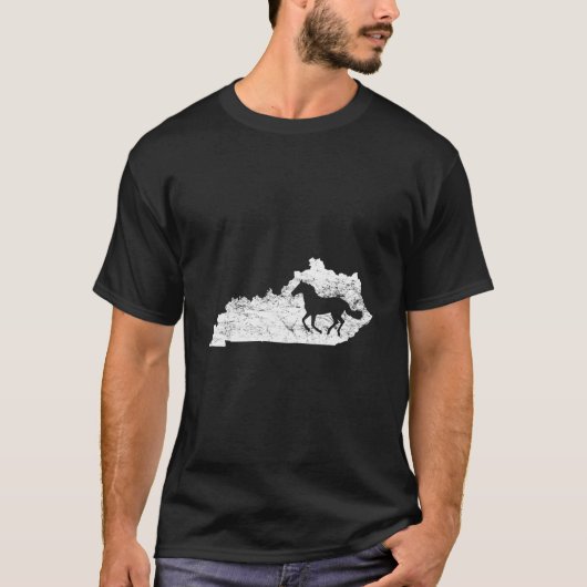 Kentucky Map Horse Kentucky Thoroughbred Tシャツ (正面)