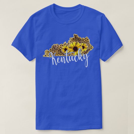 Kentucky Sunflower Leopard State Map Tシャツ (デザイン正面)
