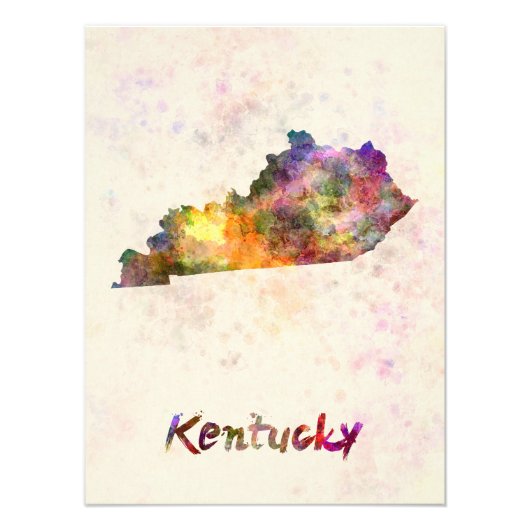 Kentucky US state in watercolor フォトプリント (正面)