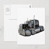 Kenworth w900ブラックトラック ポストカード (正面/裏面)
