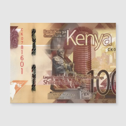 Kenya 1000 Shillings Banknote Magnetic Card (正面)