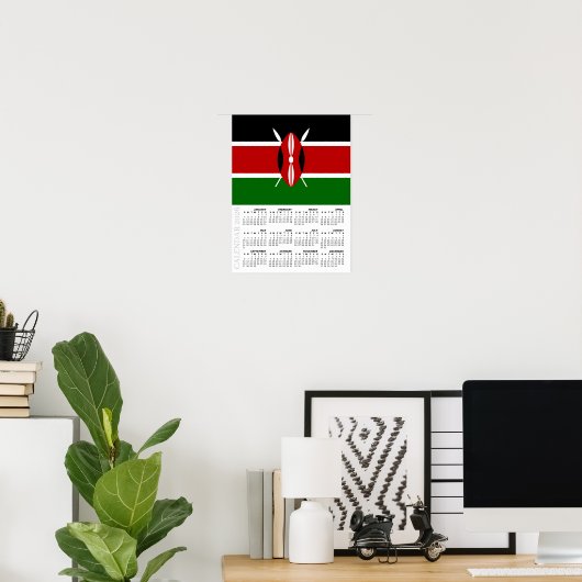 Kenya 2026 Calendar, Large, Kenyan Flag ポスター (ホームオフィス)