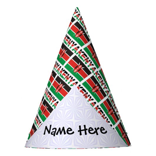 Kenya and Kenyan Flag Tiled with Your Name パーティーハット (正面)