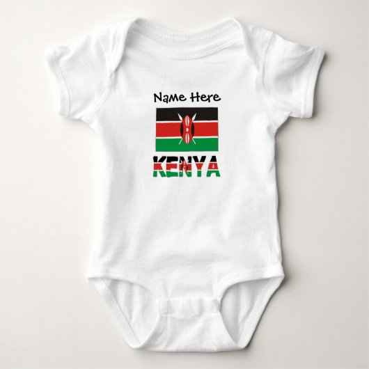 Kenya and Kenyan Flag Tiled with Your Name ベビーボディスーツ (正面)