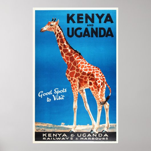 KENYA and UGANDA Safari Animal Old Travel Tourism ポスター (正面)
