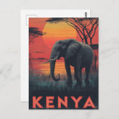 Kenya Elephant vintage ポストカード (正面/裏面)