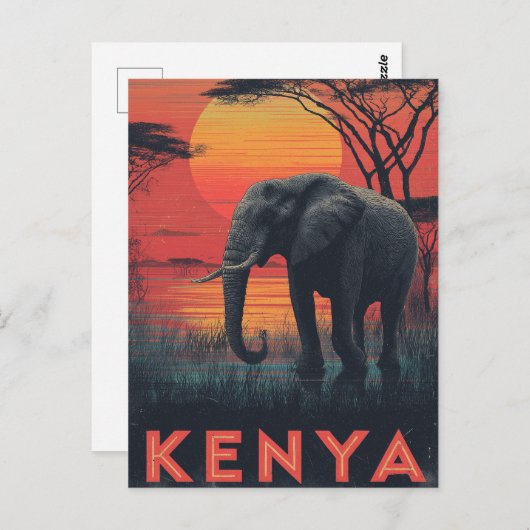 Kenya Elephant vintage ポストカード (正面/裏面)