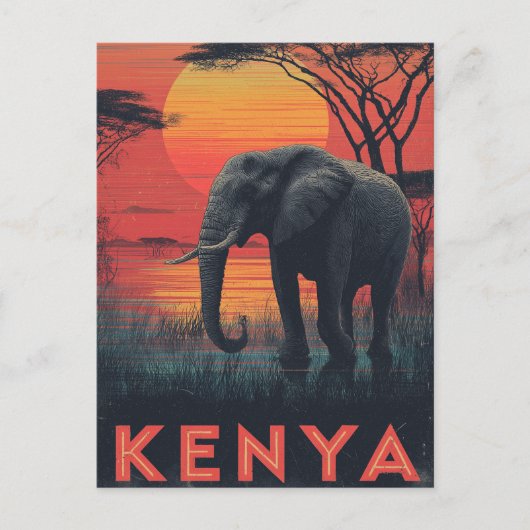 Kenya Elephant vintage ポストカード (正面)