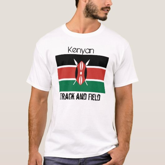Kenya_flag、ケニア人、陸上競技 Tシャツ (正面)