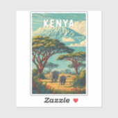 Kenya Illustration Travel Art Vintage シール (シート)