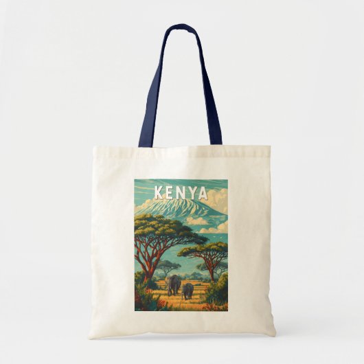 Kenya Illustration Travel Art Vintage トートバッグ (正面)
