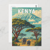 Kenya Illustration Travel Art Vintage ポストカード (正面/裏面)