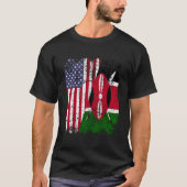 Kenyan Roots Half American Flag Kenya Tシャツ (正面)