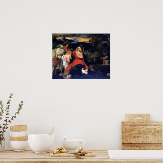 Kenyon Cox After Titian's Madonna of the Rabbit ポスター (キッチン)