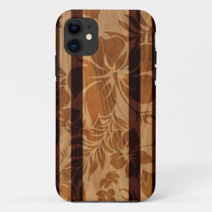 Keokeaのビーチのフェイクな木製のサーフボードのiPhone 5つのケース iPhone 11 ケース