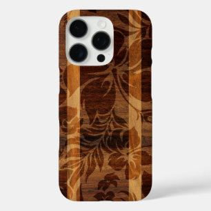 KeokeaビーチフェイクウッドサーフボードKoa iPhone 16 Proケース