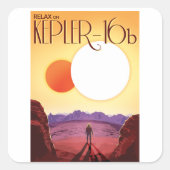 Kepler-16b: Binary Solar Sunset Fine Art Space スクエアシール (正面)