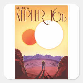 Kepler-16b: Binary Solar Sunset Fine Art Space スクエアシール