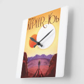 Kepler-16b: Binary Solar Sunset Fine Art Space スクエア壁時計 (傾斜)