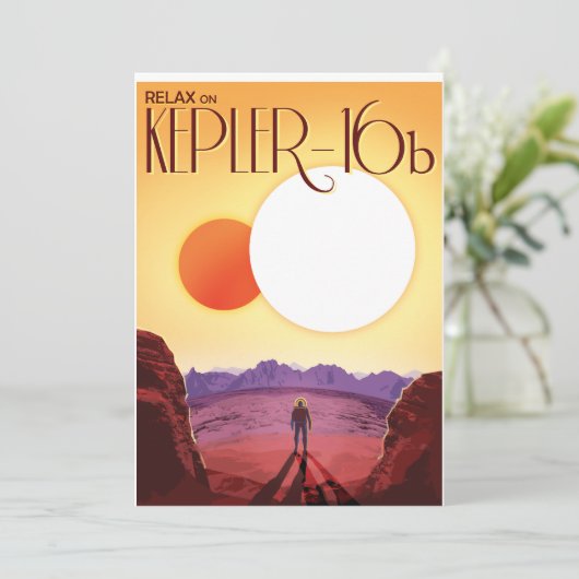 Kepler-16b: Binary Solar Sunset Fine Art Space 招待状 (スタンド正面)