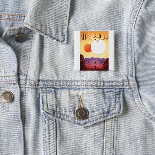 Kepler-16b: Binary Solar Sunset Fine Art Space 缶バッジ (インサイチュ)