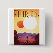Kepler-16b: Binary Solar Sunset Fine Art Space 缶バッジ (正面)