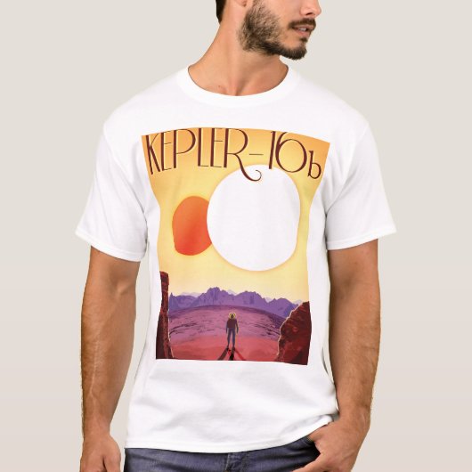 Kepler-16b: Binary Solar Sunset Fine Art Space Tシャツ (正面)