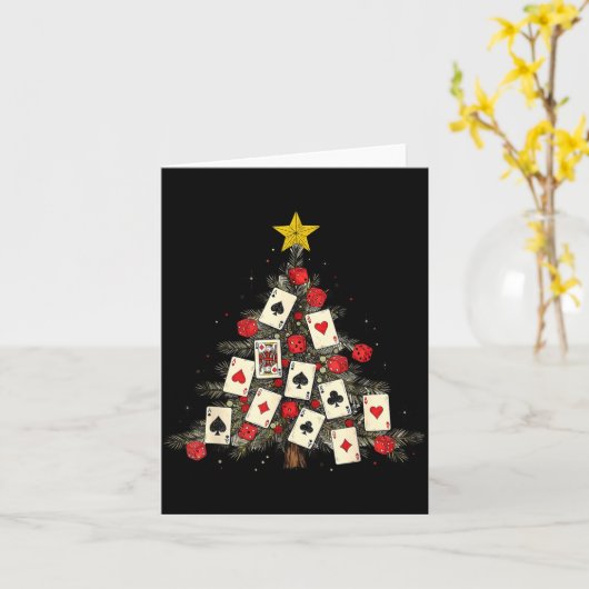 Ker Cards Christmas Tree Gambling Funny Xmas Men カード (黄色い花)