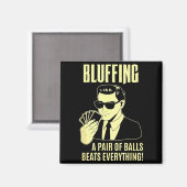 Ker Player Texas Hold'em Night - Bluffing Funny Ke マグネット (正面/裏面)