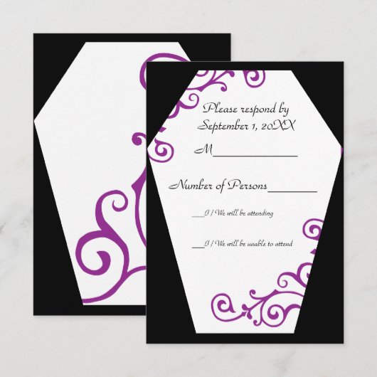 Kerandaアイボリー（紫） RSVPカード (正面/裏面)