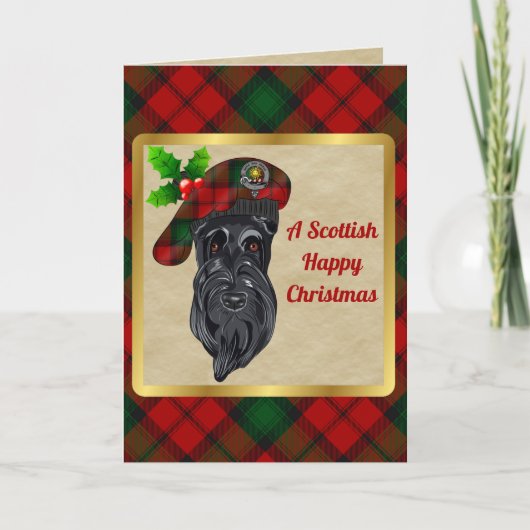 Kerr Clanのバッジとタータンチェックパーソナライズされた カード (正面)