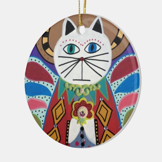 Kerri Ambrosinoの芸術のオーナメント猫の天使 セラミックオーナメント (左)