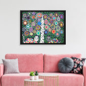 Kerri Ambrosino Art Canvas Tree of Life Cats キャンバスプリント (インサイチュ (リビング))