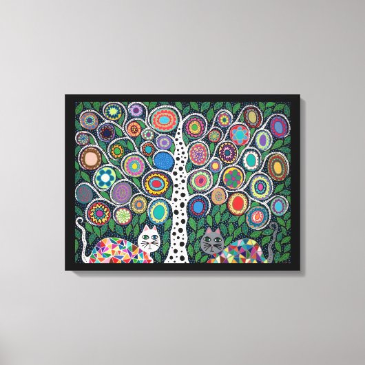 Kerri Ambrosino Art Canvas Tree of Life Cats キャンバスプリント (正面)