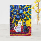 Kerri Ambrosino Art Card Cats Flowers Friend カード (黄色い花)
