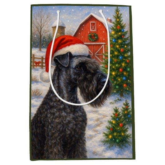 Kerry Blue Terrier Holiday Card ミディアムペーパーバッグ (正面)