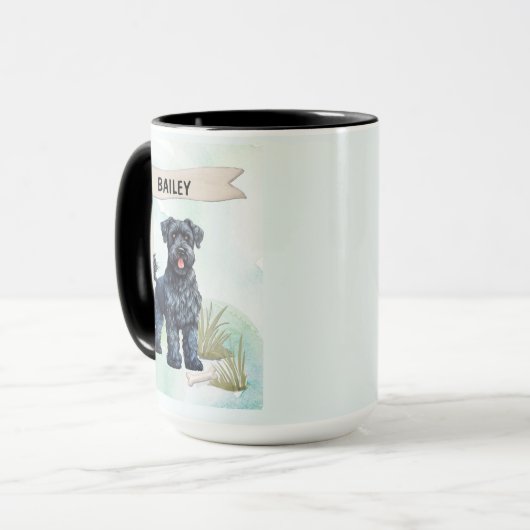 Kerry Blue Terrier Watercolor Personalized  マグカップ (正面左)