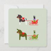 kerst dala paarden met arrenslee en katten 招待状 (正面)