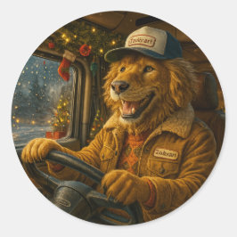 Kerst Sticker – De Gouden Chauffeur van Warmte ラウンドシール