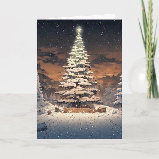 Kerstboom met sneeuw  カード (正面)